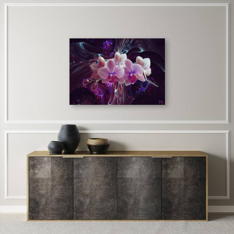 White Orchid Flowers - Wrapped Canvas Print, 60cm H x 90cm W