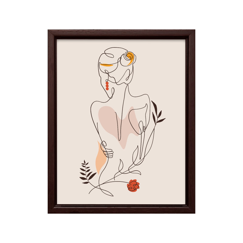 Boho Lady Outline No1, Canevas, H 08 po x l 10 po, Encadrement brun
