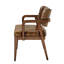 Ensemble de chaises de salle à manger en cuir synthétique de style rétro avec accoudoirs courbés en bois (ensemble de 2)