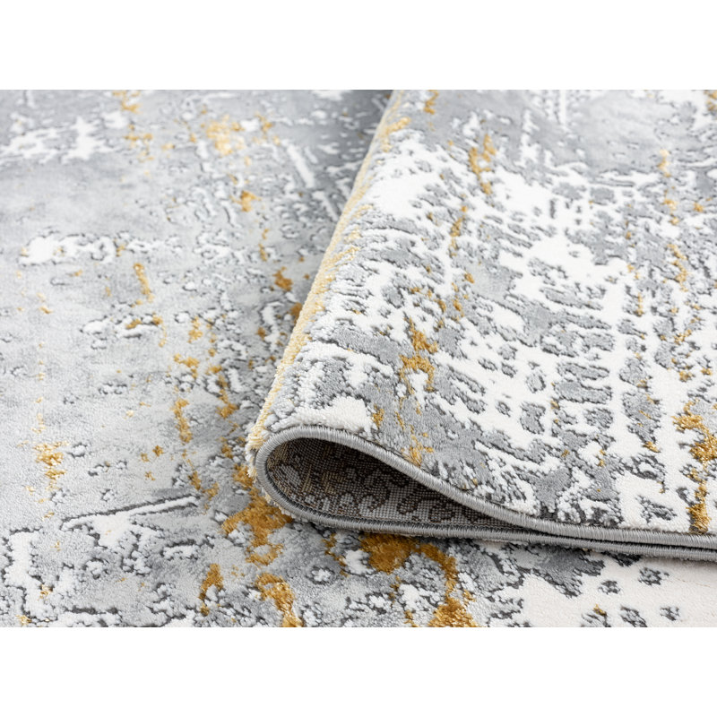 Tapis abstrait gris, Rectangle 7 pi 10 po x 10 pi