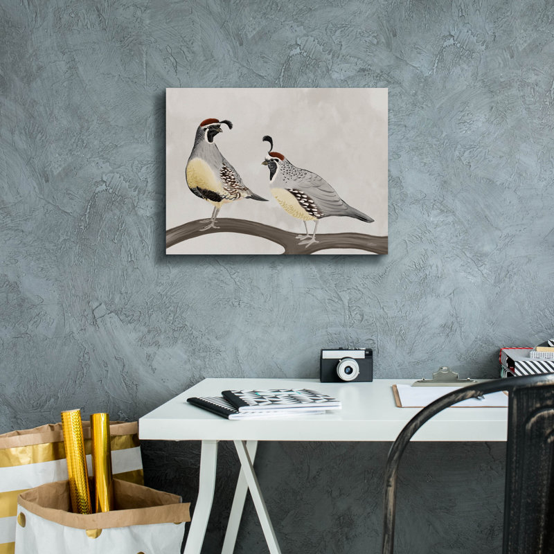 Art mural en toile Epic Graffiti «Quail pair» par Cat Thurman Designs, 16 po x 12 po