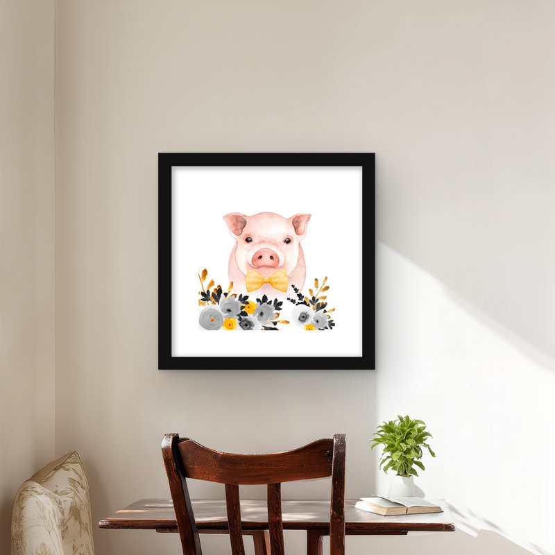 Chic cochon - Reproduction matte encadrée jaune
