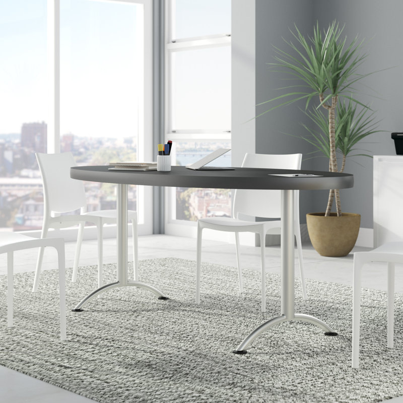 Table de conférence Racetrack, Graphite avec pieds argenté