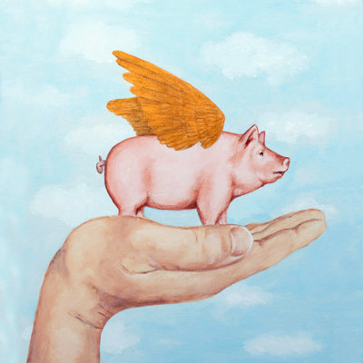 " Pig With Golden Wings "