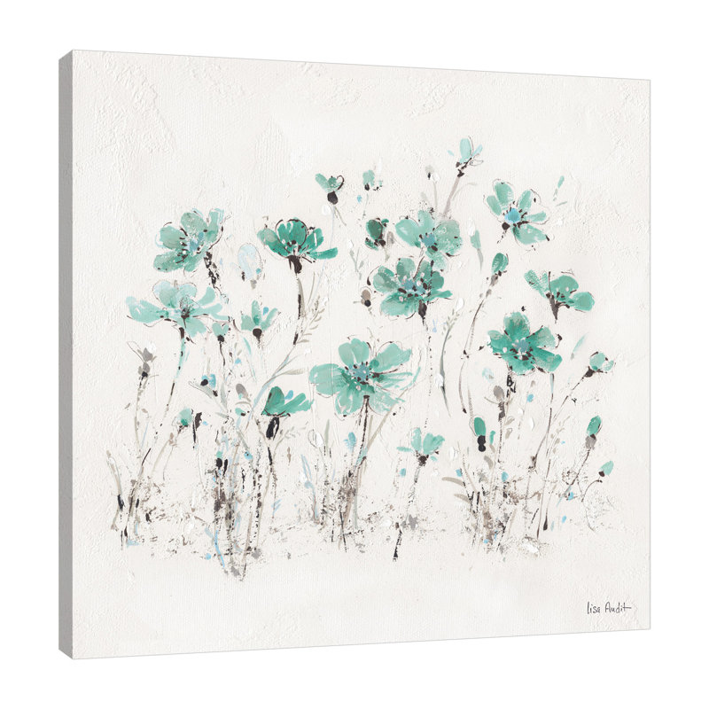 «Wildflowers III Turquoise», reproduction d'aquarelle sur toile, H 24 po x l 24 po x P 1,5 po, Toile tendue