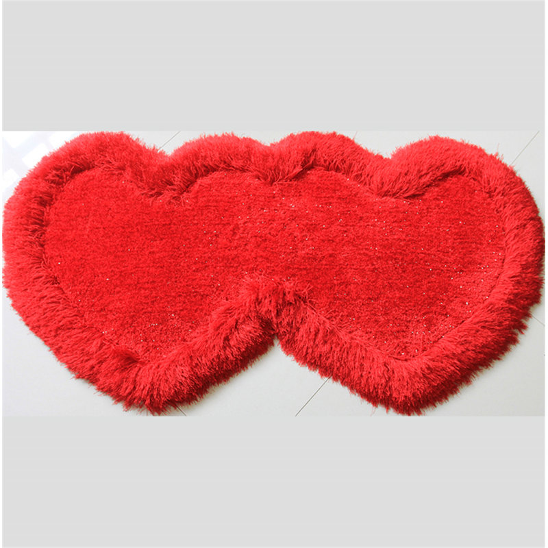 Tapis à poils longs double touffeté à la main en forme de cœur double de 4 po (28 po x 55 po)