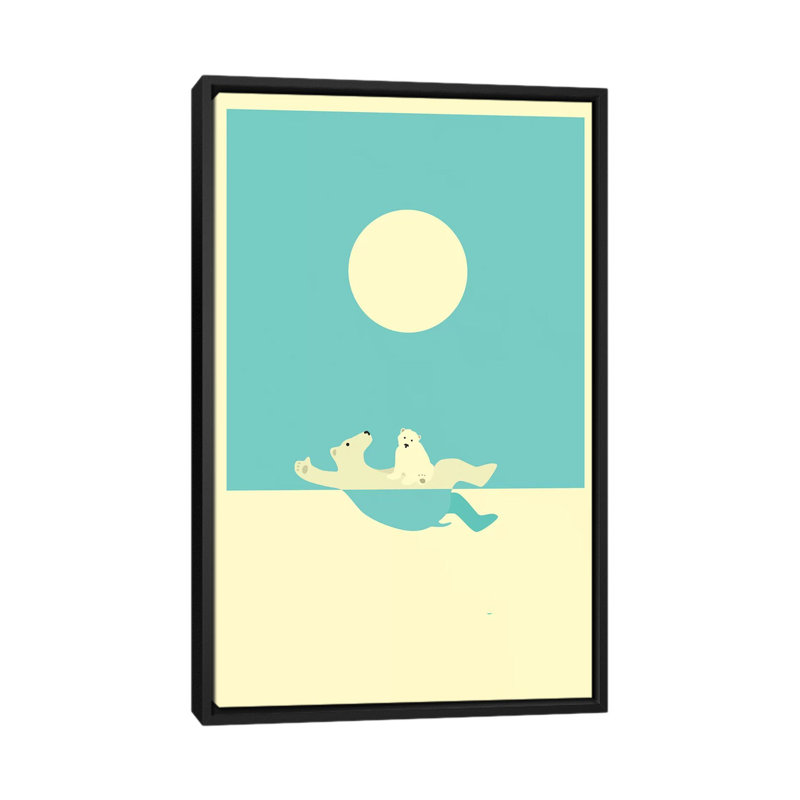 Art encadré, cours de natation II, H 60 po x l 40po x P 1,5 po, Toile avec cadre noir