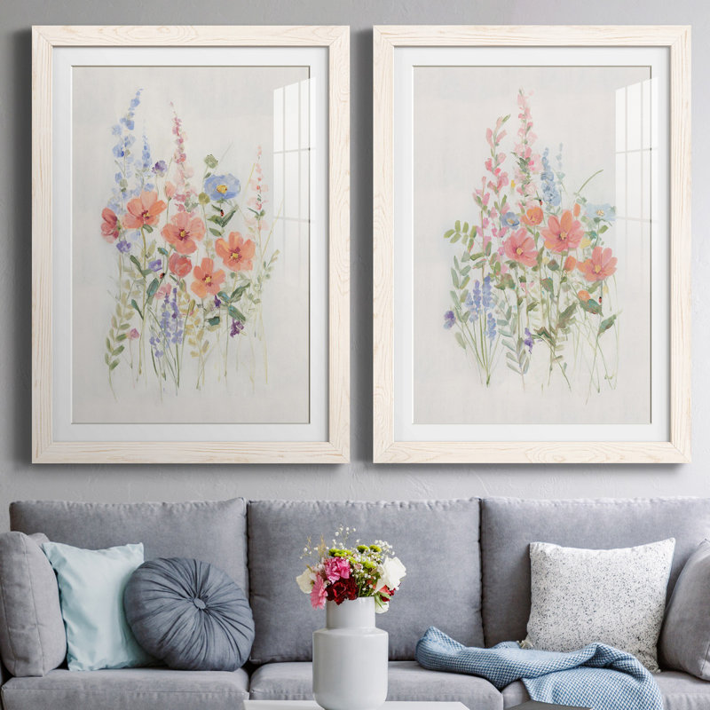 «Sweet Summer Picks I», ensemble de 2 reproductions d'art, H 44 po x l 31 po x P 1 po, Papier encadré blanc, Blanc