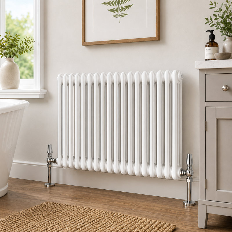 Uxbridge Horizontal Traditional Colosseum Radiator, 600mm H x 1010mm W x 130mm D, White