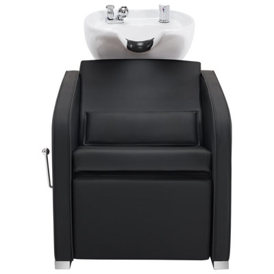 Malikhi Backwash Reclining Shampoo Station Chair, Adjustable Porcelain Ceramic Hair Wash Bowl