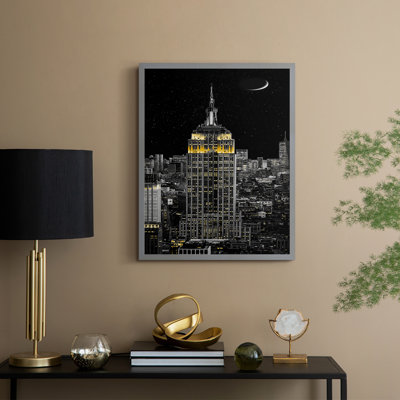 NY Night Framed Print - Solid Wood