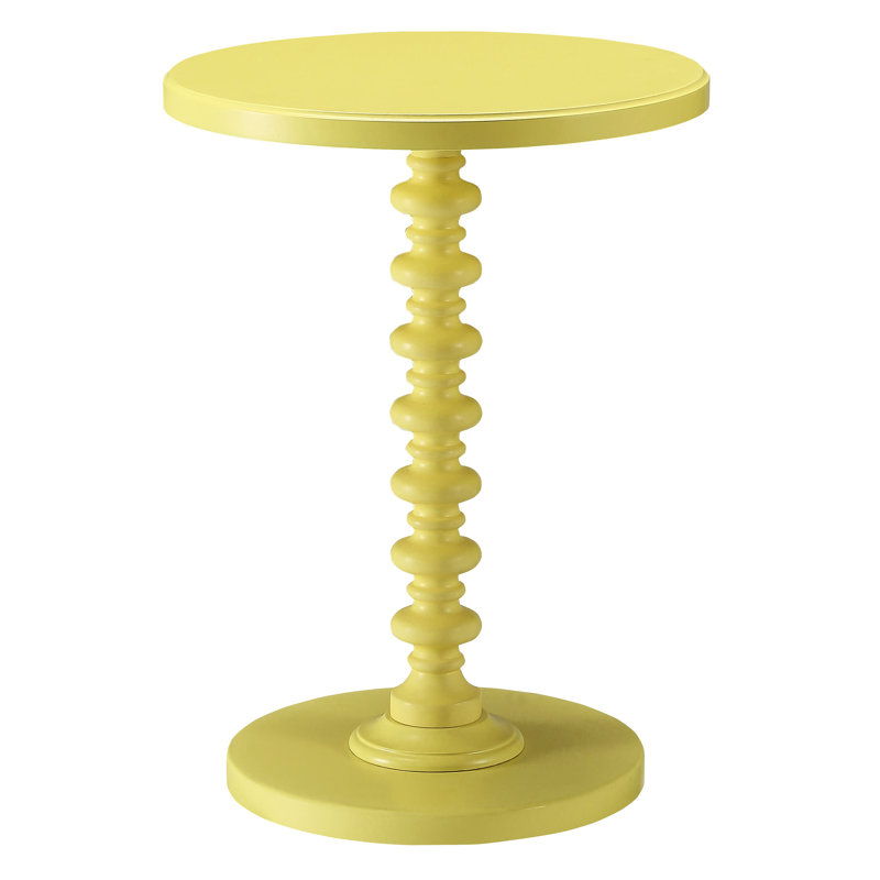 Table d'appoint ronde jaune en bois avec piédestal fin pour la décoration de la maison en bois, Jaune