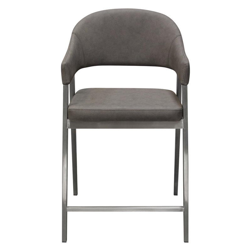 Ensemble de deux chaises Adele en similicuir gris avec pieds en acier inoxydable brossé Adele, Gris