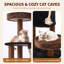 Arbre à chat 64 po robuste, tour à chat brune pour grands chats d'intérieur, mobilier pour chat à plusieurs niveaux avec poteau à griffer en sisal, plateforme très grande hamac et condo