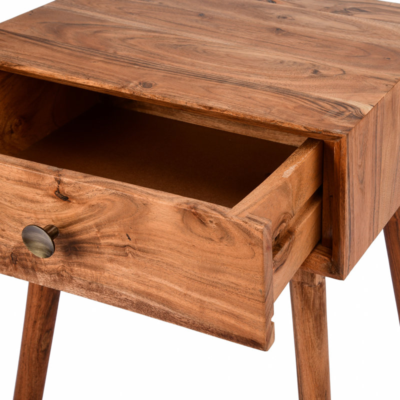 Alana 17.7'' W Solid Wood Nightstand, Natural Color