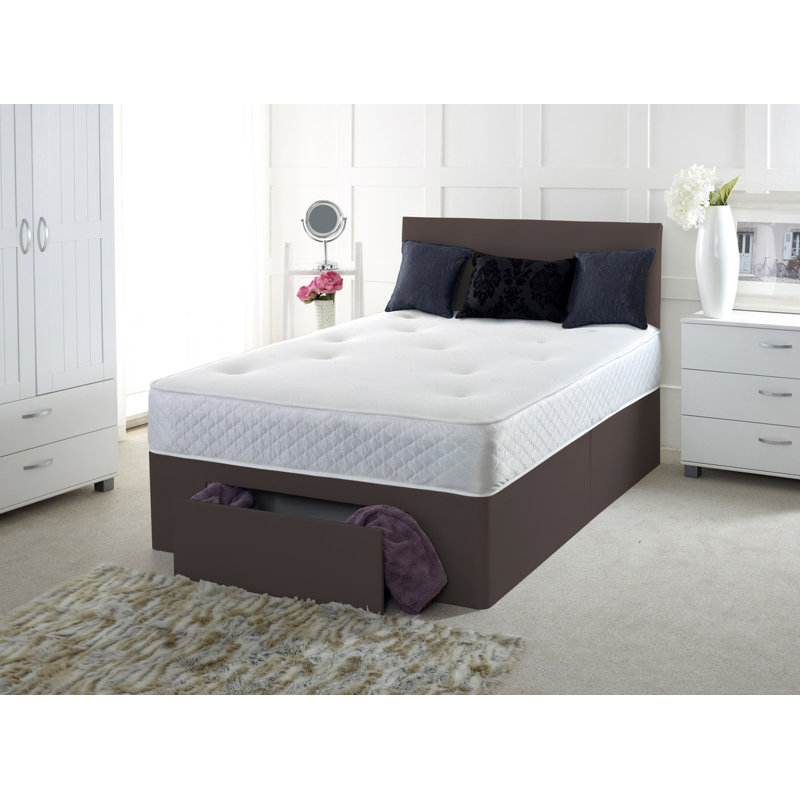 Lemelin Pocketsprung Divan Bed Set, Brown, Super King (6'), No Drawer