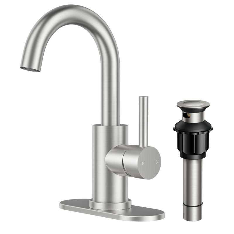 Wet Bar Sink Faucet Single Hole With 360° Swivel Spout, Single Handle Bathroom Faucet 1 Hole Or 3 Hole With Cupc Supply Line, Single Handle Bathroom Sink Faucet Bar Faucet