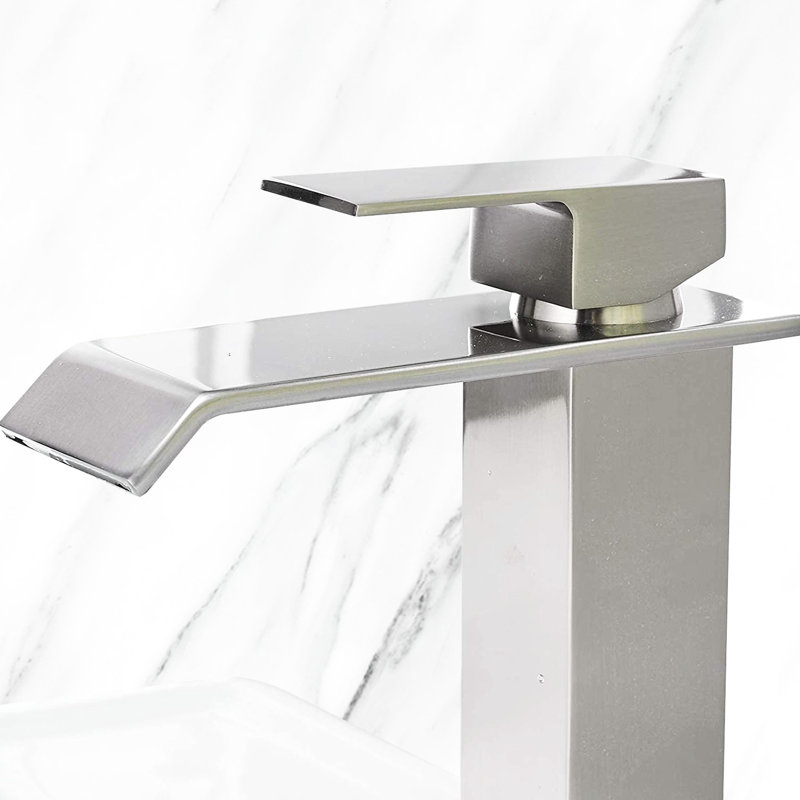 Modern Waterfall Spout Bathroom Faucet, Single Handle, Stainless Steel Appearance Sink Faucet With And Single Control,