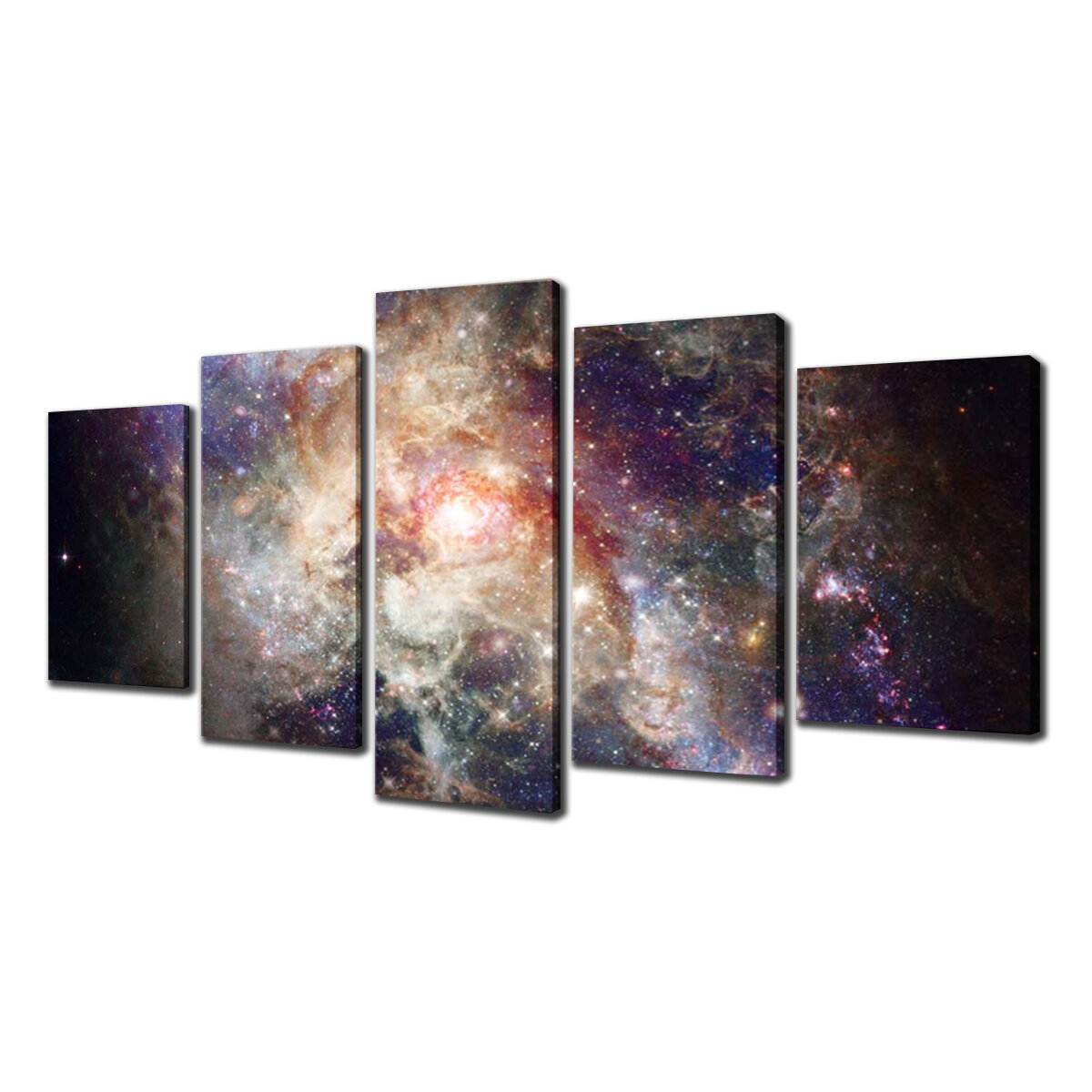 Latitude Run® 5 Panel Wall Art Space Universe And Nebulae Painting ...