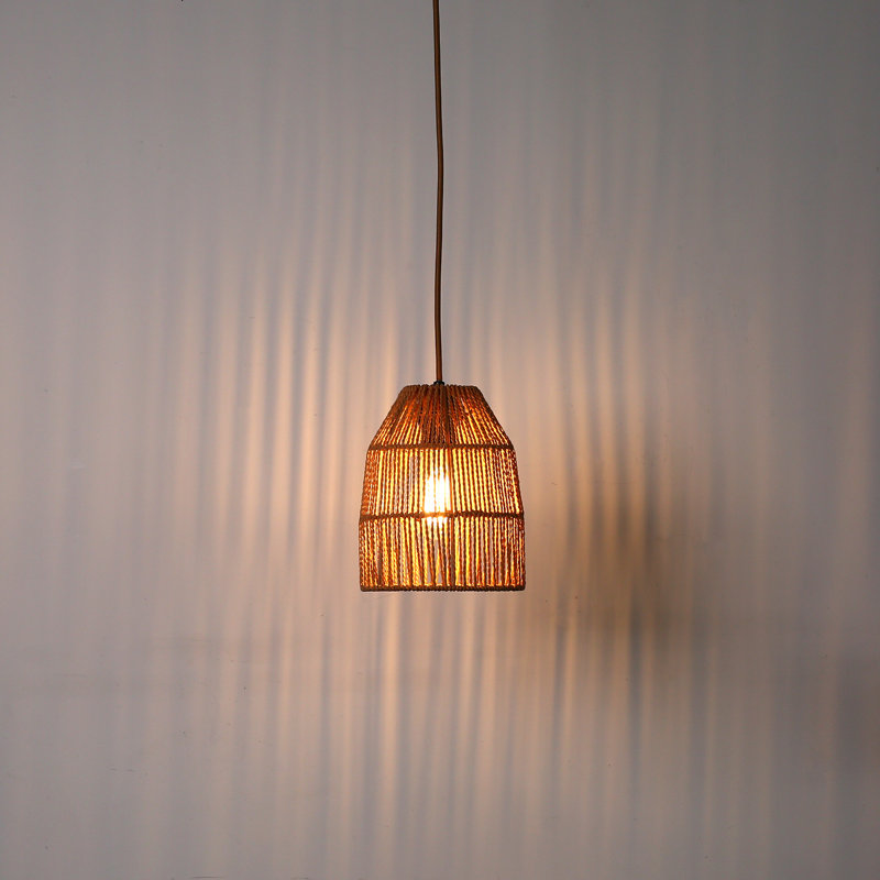 Bay Isle Home™ Platres 1- Light Plug-in Hand-Woven Geometric Pendant ...