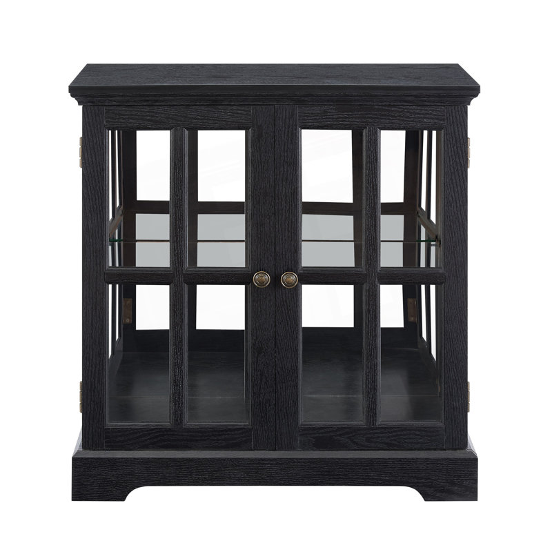 Vitrine Led Curio, vitrine avec tablettes réglables, bibliothèque au design rétro, Noir