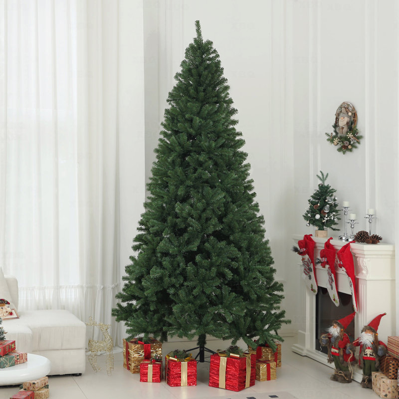 Arbre de Noël artificiel 9 pi, 2132 branches, ouverture automatique, décoration des Fêtes avec base en acier pour bureau à domicile