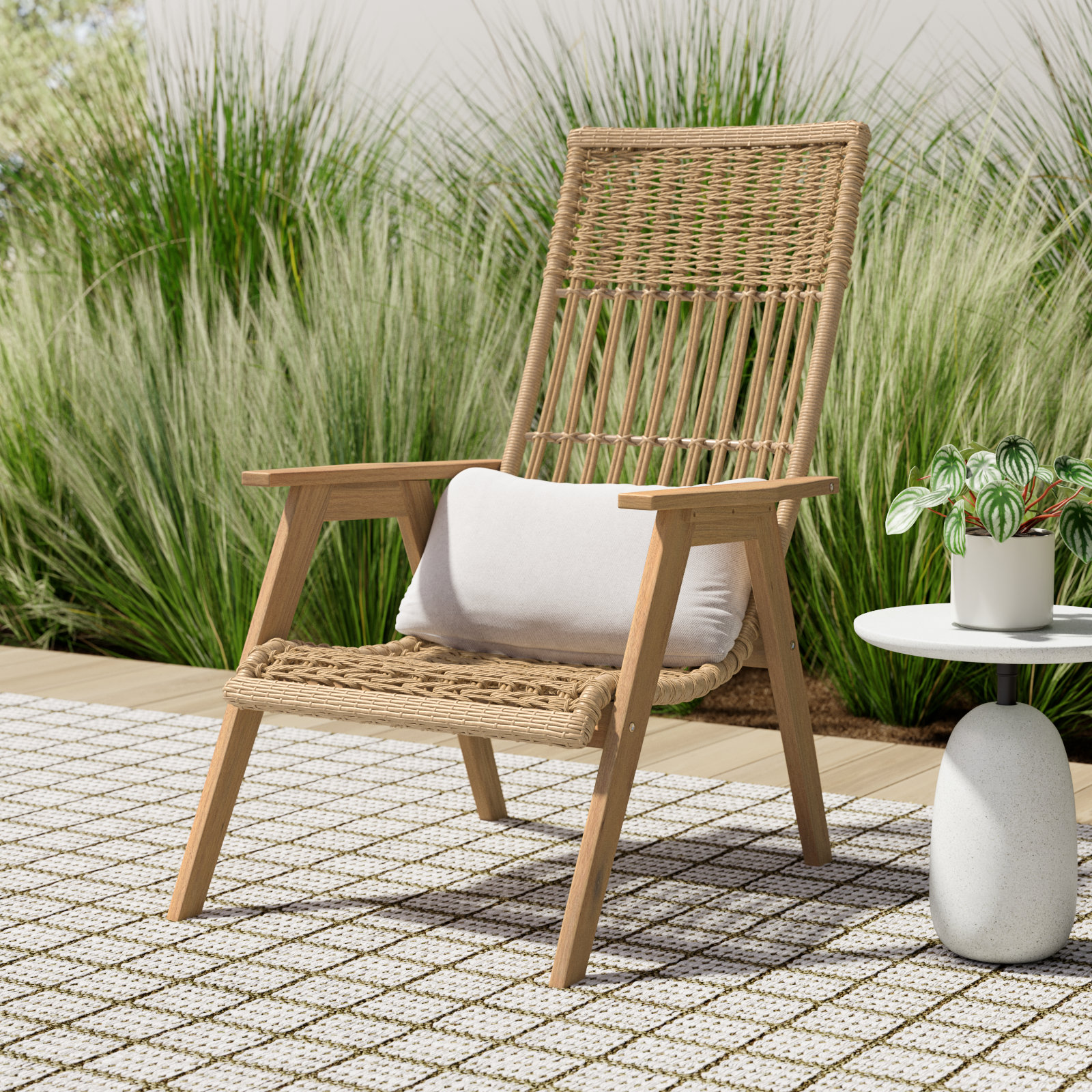 Anyston Patio Chair, Natural Wicker