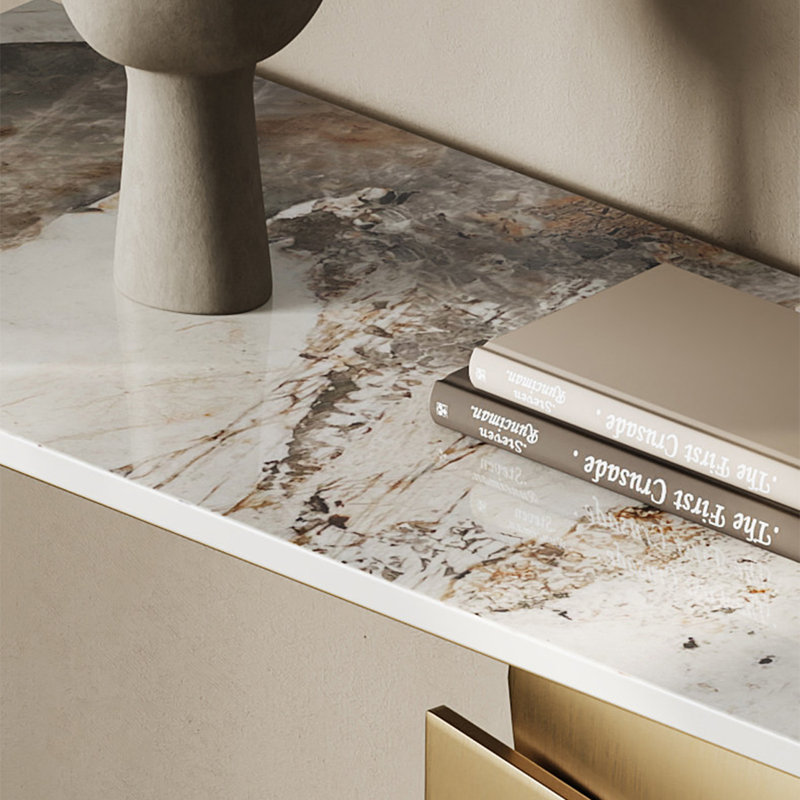 Console Modern Minimalist Art, H 33,46 po x l 39,37 po x P 13,78 po, Or champagne