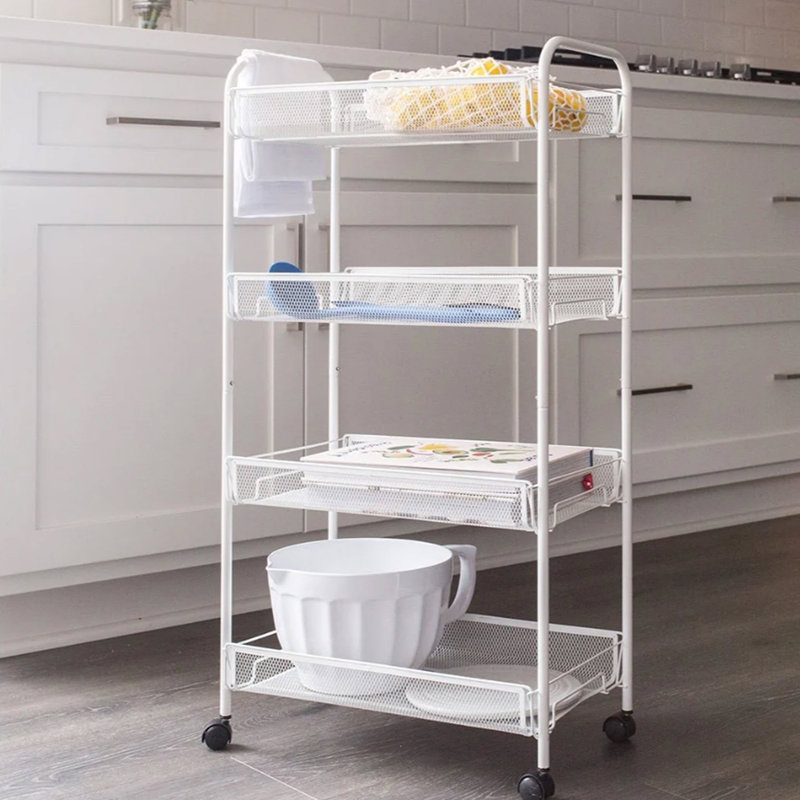 Better Houseware 4-Shelf Wheeled Metal Trolley (White)