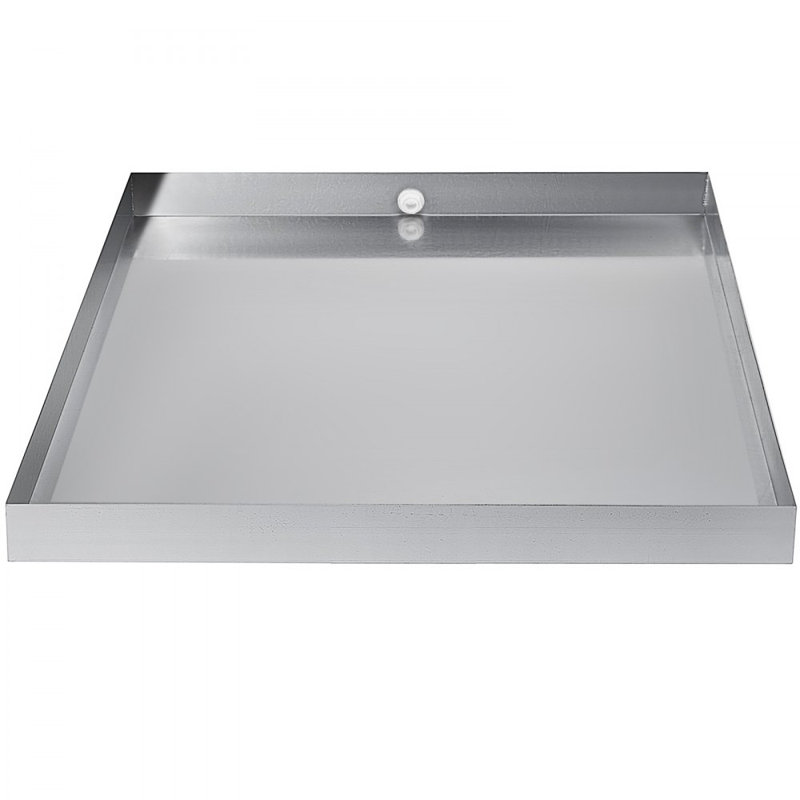 27 x 25 x 2.5 Inch Washing Machine Pan 18 GA Thickness 304 Stainless Steel Heavy Duty Compact Washer Drip Tray with Drain Hole & Hose Adapter