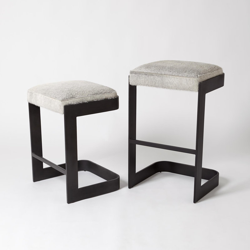 Upholstered Stool with Metal Frame