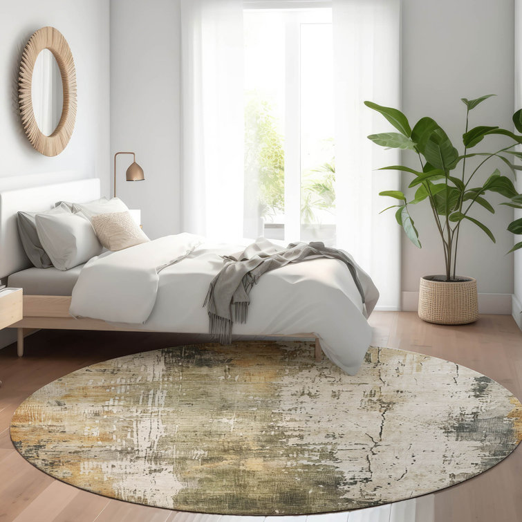 Machine Washable Indoor/Outdoor Claudian ACN1649 Olive Rug
