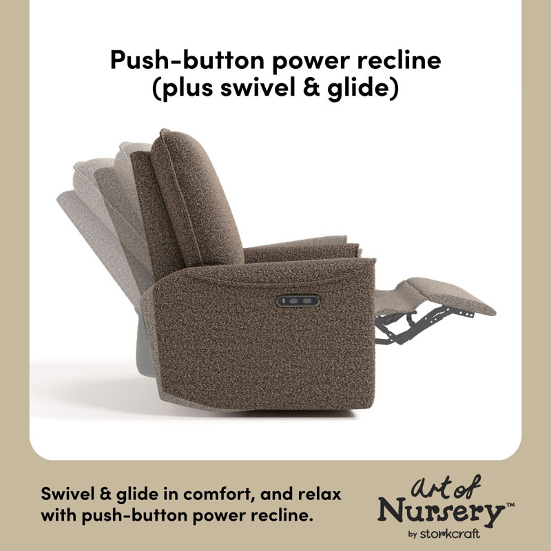 Santos Deluxe Nursery Power Recliner Swivel Glider, Mountain Brown Boucle
