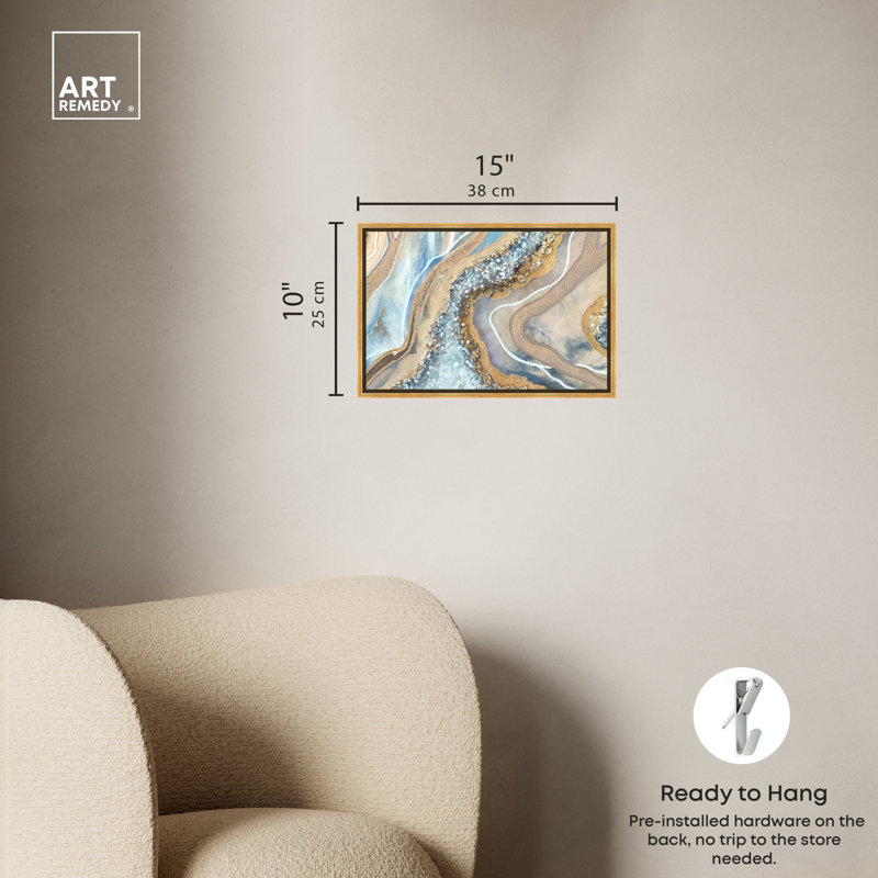 Luxurious Gold Framed Abstract Geode Canvas Wall Art, 16 x 11