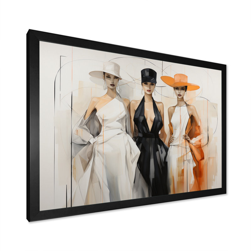 Silhouette géométrique Fashion I - impression, H 16 po x l 32 po x P 1 po, Cadre simple noir