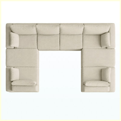 U Sectional Sofa Couch Set, Modular 130" U Shaped Floor Living Room Sofa Set with 4 Pillows, DIY Combination Sofa Couch for Living Rooms, Apartments,
