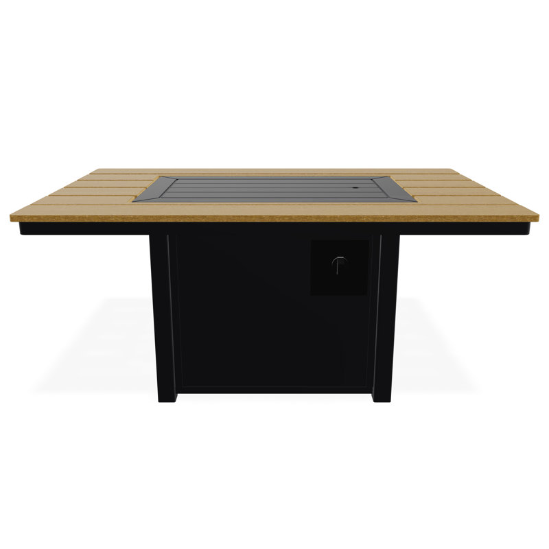 36" x 54" Rustic Polymer Fire Table with Propane Shelf, Black