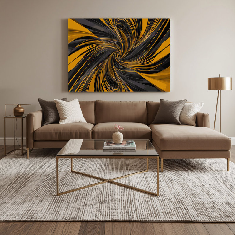 Op Art Black Canvas Wall Art, 20" H x 30" W
