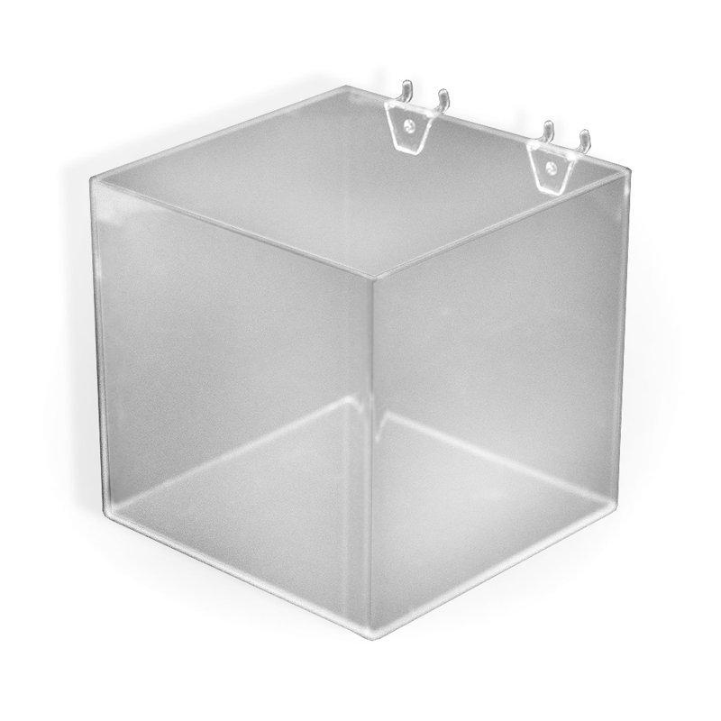 Clear Acrylic Medium Cube Bin for Pegboard or Slatwall