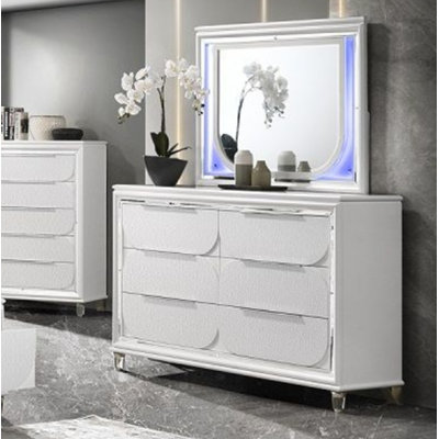 Commode double 6 tiroirs avec miroir Kenadee
