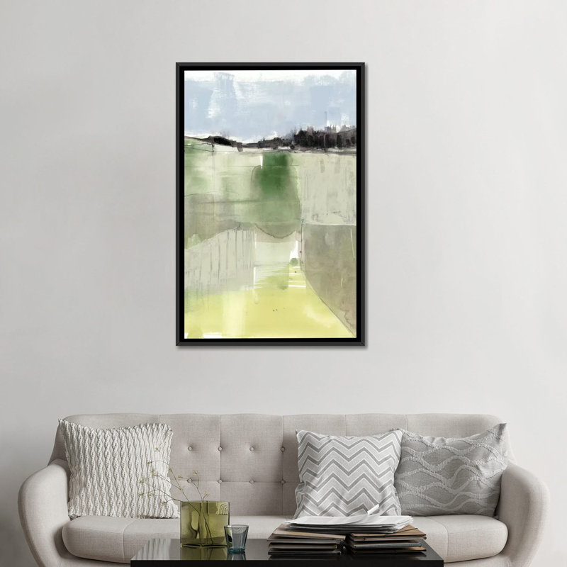 « sage field i », impression sur toile, H 26 po x l 18 po x P 1,5 po, Toile avec cadre noir, Pas de tapis