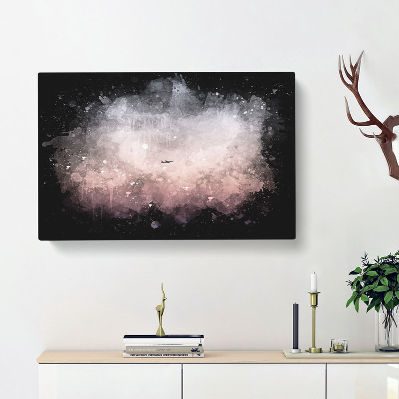 Airplane Passing The Moon - Wrapped Canvas, 50cm H x 76cm W x 3cm D