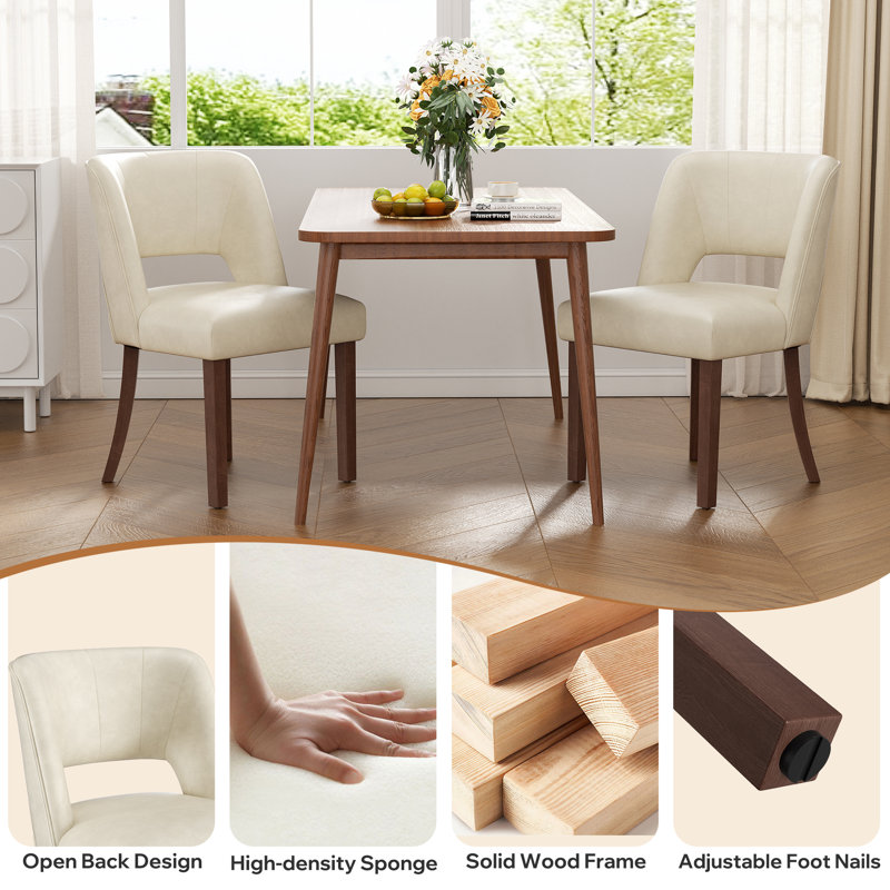 Chaise d'appoint rembourrée en bois massif, Beige