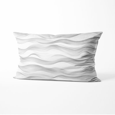 Modern Throw Pillow - Abstract Gray Wave Monochrome Printed Cushion