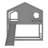 Twin Solid Wood House Loft Bed with Slide, Storage Shelves & Window, Child-Friendly Design, Gray-1418405848