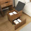 Bureau de coiffeuse 3 en 1 avec miroir lumineux, rangement et tabouret (petit noyer)-2139972299