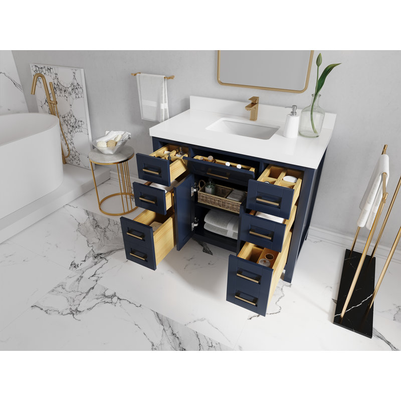 42'' Single Bathroom Vanity with Quartz Top, Carrara Quartz