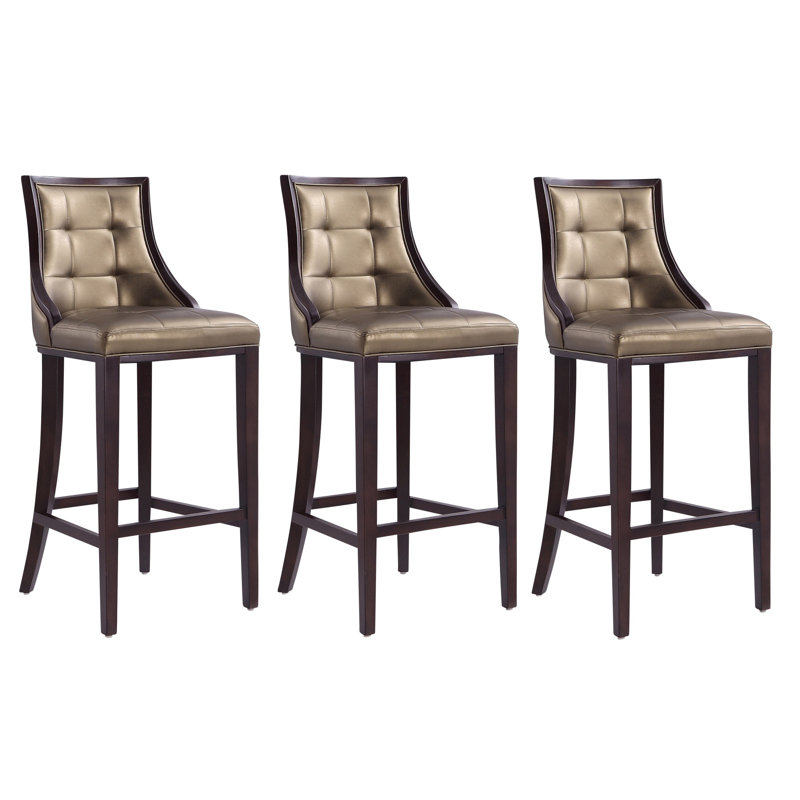 Halfacre Upholstered Counter Stool with Solid Wood Frame, 3, Bronze, Bar Stool (31.5" Seat Height)