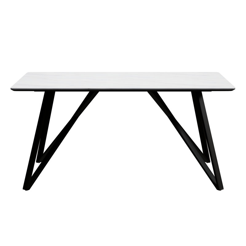 White Dining Table With Metal Base