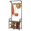 Maximize Entryway Space - Rustic Brown 3-In-1 Coat Rack With Shoe Storage, Sturdy Metal Frame